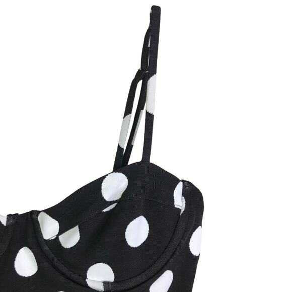 Mara Hoffman Underwire One Piece Swimsuit Womens Polka Dots Black White Sz L - Picture 5 of 9
